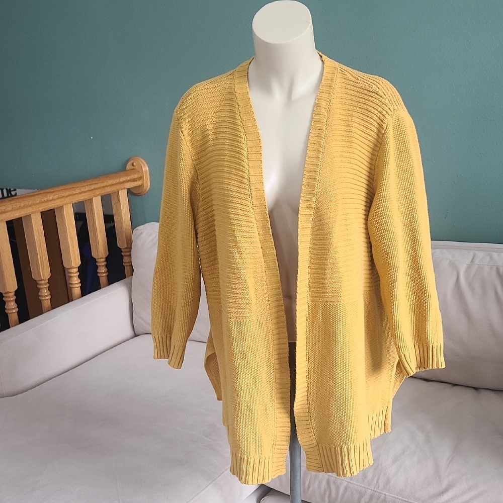 Marled by Reunited Clothing Mustard Yellow Open-Front Women's Cardigan Sweater